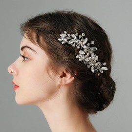 Teyglen Gold Rhinestone Wedding Hair Comb Bridal Crystal Headpiece for Bride Gold Delicate Hair Piece Decorative Hair Accessories Bridal Crystal Side Comb for Women(Gold)