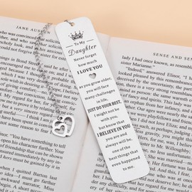 Valentine's Day Gifts for Kids Teen Girls 16-18, Daughter Gifts from Mom Mother, to My Daughter 16th 18th 21st Birthday Gifts Inspirational Bookmark, Back to School Easter Basket Stuffers for Girls