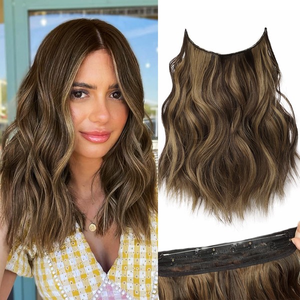 KooKaStyle Invisible Wire Hair Extensions with Transparent Headband Adjustable Size