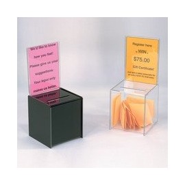 My Charity Boxes - 2 Pack - Mini Ballot Box - Ticket Box - Coin Collector - Tip Container - with 5x7 Sign Frame, for Counter Top Use (Black)