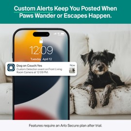 Arlo Essential Indoor Pan Tilt Pet Camera (2025 Release) - 2K, Plug-in, Animal Detection, Dog Bark Audio Detection, Animated Preview, 1-Month Trial of Secure Plan, Auto Motion Tracking, 2 Cam, White