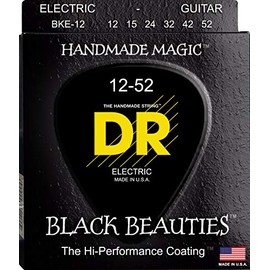 DR Strings Electric Guitar Strings, Black Beauties - Extra-Life Black Coated, 12-52