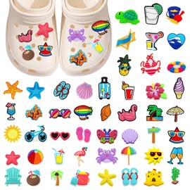 DKDDSSS Pack of 50 Shoe Charms, Croc Pins for Children, Croc Pins, Shoe Badges, PVC Shoe Charms, Cartoon Shoe Decoration, for Children, Boys, Girls, Adults, Polyvinyl Chloride, No Gemstone