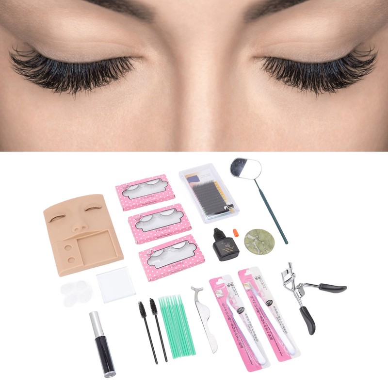 3 in 1 Eyelash Extension Kit Mannequin Head False Lashes