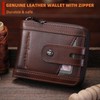 BULLCAPTAIN Genuine Leather Men's Wallet with Zipper Vintage RFID Blocking
