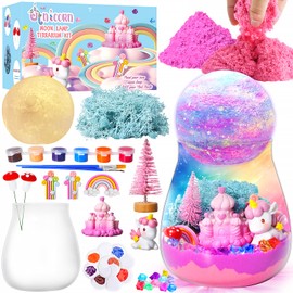 Unicorn Terrarium Kit for Kids with DIY Moon Lamp - Light Up Terrarium for Girls 4-12 Years - Creative Arts & Crafts Birthday Gift Fun Unicorn Toy for Ages 4-12 - Perfect for Girls Aged 5 6 7 8