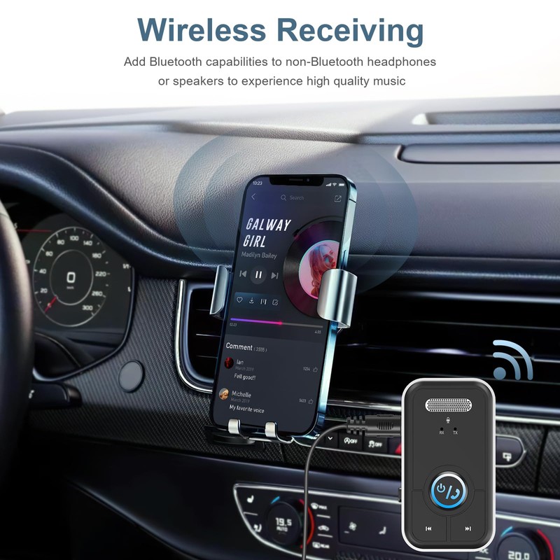 Ankilo Newest AUX Bluetooth Adapter Car, Bluetooth 5.3 Receiver, Hands-Free