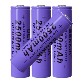 14500 Rechargeable Battery 2500mAh Button Top 3.7Volt Lithium Batteries for Flashlight Headlamp (4 Pack)