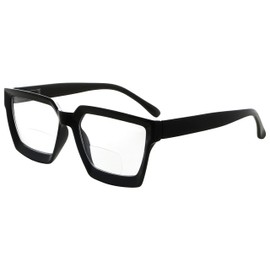 Eyekepper Gafas de lectura bifocales para mujer – Elegantes lectores bifocales lente transparente marco de gran tamaño, negro +3.00