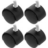 4 Piezas Ruedas Giratorias de Oficina M8*13mm PP Negras para