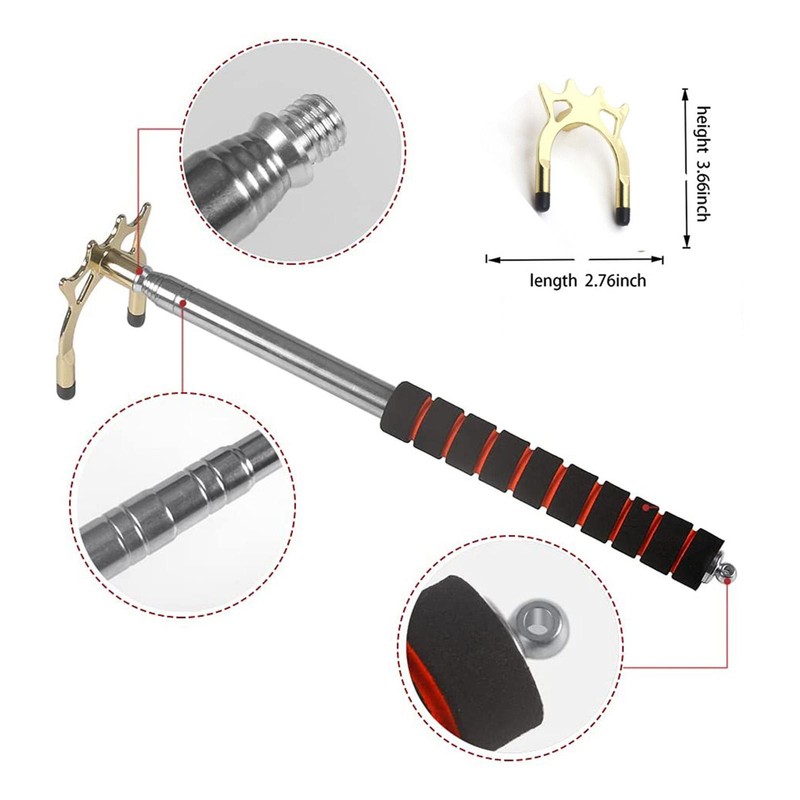 Retractable Billiards Pool Cue Stick Bridge with Removable Bridge Head