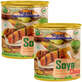 Rani Soya Chaap (Plant Based Protein) 30oz (1.875lbs) 850g, Pack of 2 ~ Easy Open Lid | All Natural | Vegan | No Colors | NON-GMO | Kosher | Indian Origin | Soy Based Meat Substitute