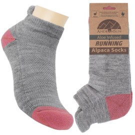 Running Alpaca Socks Aloe Infused (Light Grey/Pink Mauve, Small/Medium)