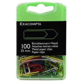 Exacompta - Ref 14744E - Coloured Paper Clips (Pack of 100) - Made from Metal, 25mm in Size, Suitable for Temporarily Binding Documents Without Damaging Them