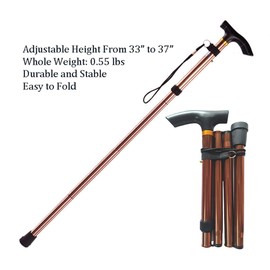 Collapsible Walking Cane for Women & Senior Men, Folding Lightweight Sticks for Seniors Balance, Adjustable Canes, Stick and Crutches for Adults, bastones para caminar Mujer & Hombre (Red)