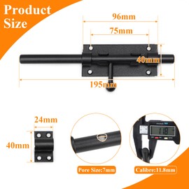 EFUTURETIME 2 x Door Bolt Black Lock Bolt Stainless Steel 20 cm (8 Inch) Solid Bolt Lock Gate Bolt Push Bolt with 16 Screws for Indoor and Outdoor Use