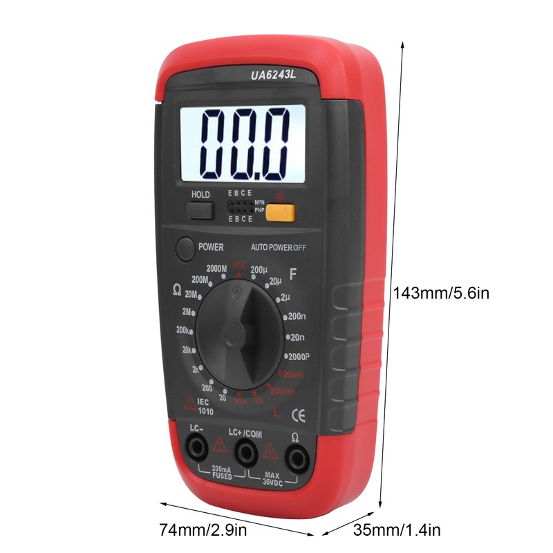 UA6243L Handheld LED Digital Multimeter Capacitance Meter Resistance Tester 1999