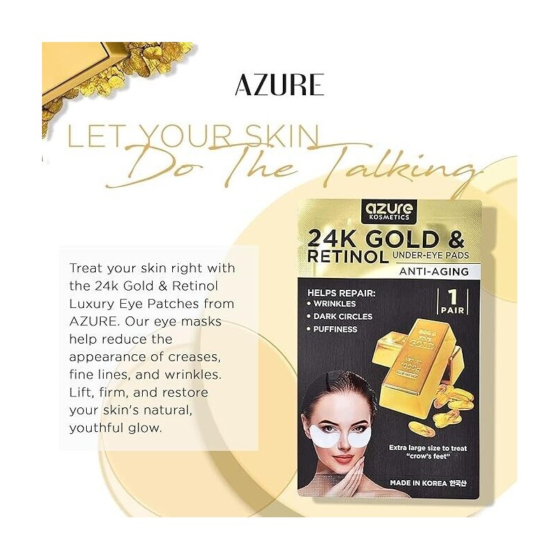 AZURE 24K Gold & Retinol Anti Aging Under Eye Patches