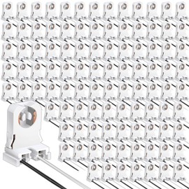 Zhengmy 100 Pack Non Shunted T8 Lamp Holder with Wires, Turn Type T8 Lamp Socket PC Lamp Tombstone for LED Fluorescent Tube Replacements
