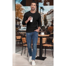 Sailwind Men's Crewneck Pullover Sweater Casual Knitted Twist Sweaters Black