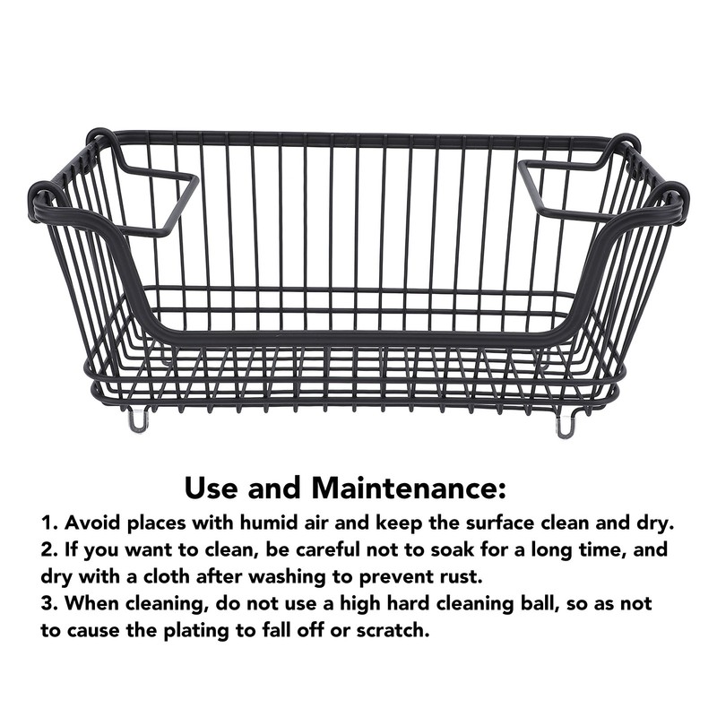Freezer Basket Stackable Open Front Wire Storage Bin with Foldable