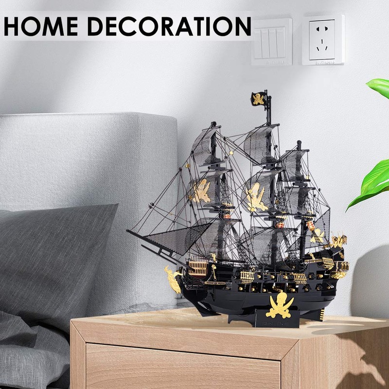 Piececool 3D Puzzles for Adults, Black Pearl Pirate Ship Metal