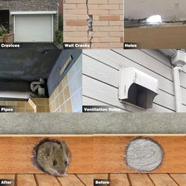 Steel Wool for Rodent Control Steel Wool Mice Control Pads Steel Wool Rodent Barrier Kit Gap Blocker Fill Fabric for Holes Holes/Siding/Pipeline/Vents 4 Pack