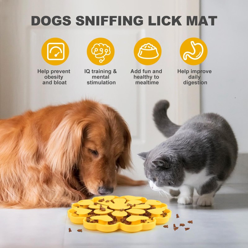 Dog Silicone Snuffle Mat, Pet Food Flower Design Slow Feeder