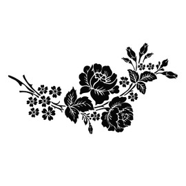 Vinyl Wall Decal Garden Flowers Bouquet Roses Bedroom Design Stickers Large Decor (967ig) Matte Black