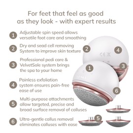 GESKE Electric Pumice Foot Smoothing Spinning Sphere| 8 in 1 | Elektrische Fußfeile | 3 Bimsstein-Aufsätze | Weiche Füße | Hornhautentfernung | Handliches Design |Für Dein Pediküre-Set