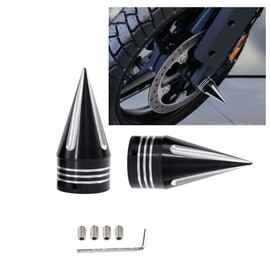 CWXEDN Harley Motorcycle Axle Nut Covers 3.6"Front Axle Nut Cover Cap Spike Front Axle Caps Compatible with Harley Touring Street Road Glide Electra Softail Sportster (Black) (Black, Groove2.3)
