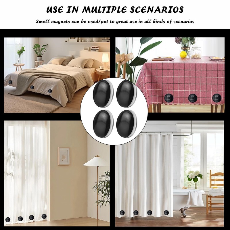 4 Pcs Shower Curtain Magnets, Waterproof Curtain Weights, Shower Curtains