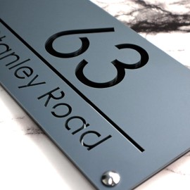 K SMART SIGN | LUXE H3 F31 | House Numbers Plaques House Numbers Door Signs House Number For Wall Name Plaques For Outside 3D Laser Cut acrylic Mirrored Marble (Matt Gray & Gloss Black)