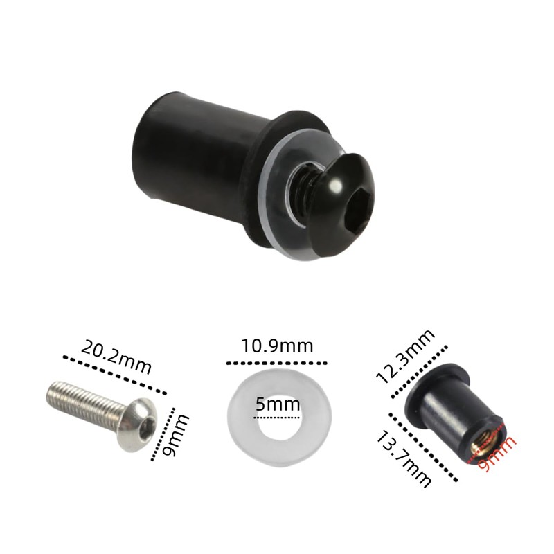 Screen Bolts Set of 10 Wellnut Windshield Screws with Hex