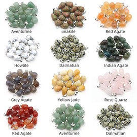 LE SKY natural stone pendants round waterdrop shape healing mixed color stone charms DIY for jewelry making random 20 Pcs