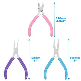 Jewelry Pliers,Kiwinvou 3 Pcs Jewelry Making Tools Kit Set Includs Needle Nose Pliers Round Nose Pliers Diagonal Pliers for Jewelry Making Beading Craft