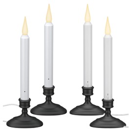 612 Vermont LED Electric Window Candles with Sensor Dusk to Dawn, Warm White Flicker Flame or Steady On, USB Low Voltage Adapter (4, Antique Bronze)