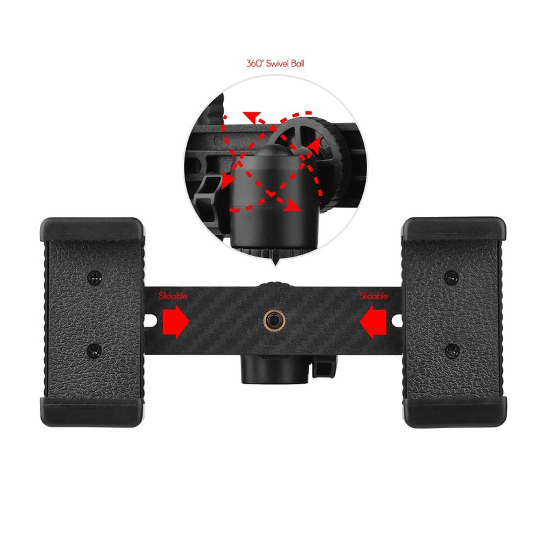 Double Phone Holder Tripod Mount Adapter Horizontal Vertical Shooting with