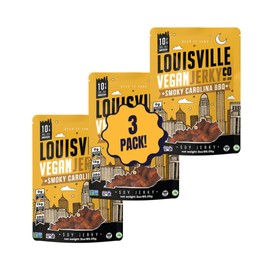 Louisville Vegan Jerky - Sweet & Smoky Carolina Mustard BBQ Vegan Meat - Lip-Smacking Vegan-Friendly & Vegetarian Jerky - Non-GMO Soy Protein, Gluten-Free High Protein Vegan Snacks - 3 oz, 3 Pack
