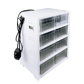 TFCFL 220V Feeding Cabinet Transparent Breeding Cabinet with Heating Pad Reptile Breeding Box with Hygrometer Turtle Cage Pet Insects Box with 8 Drawers (White)