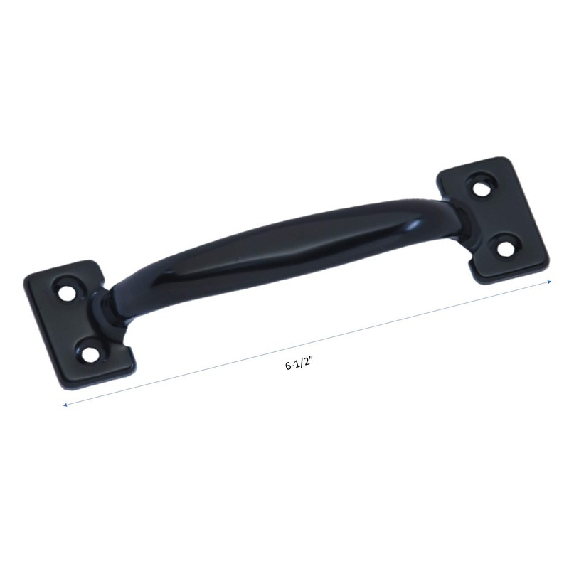 QCAA Door Pull, 6-1/2", Steel, Black Coated, 2 Pack, Made