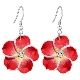 T-ztoss Floral Dangle Earrings for Women Hawaiian Tropical Plumeria Rubra Flower Drop Earrings Luau Beach Party Vacation Hawaiian Accessories (flower-2)