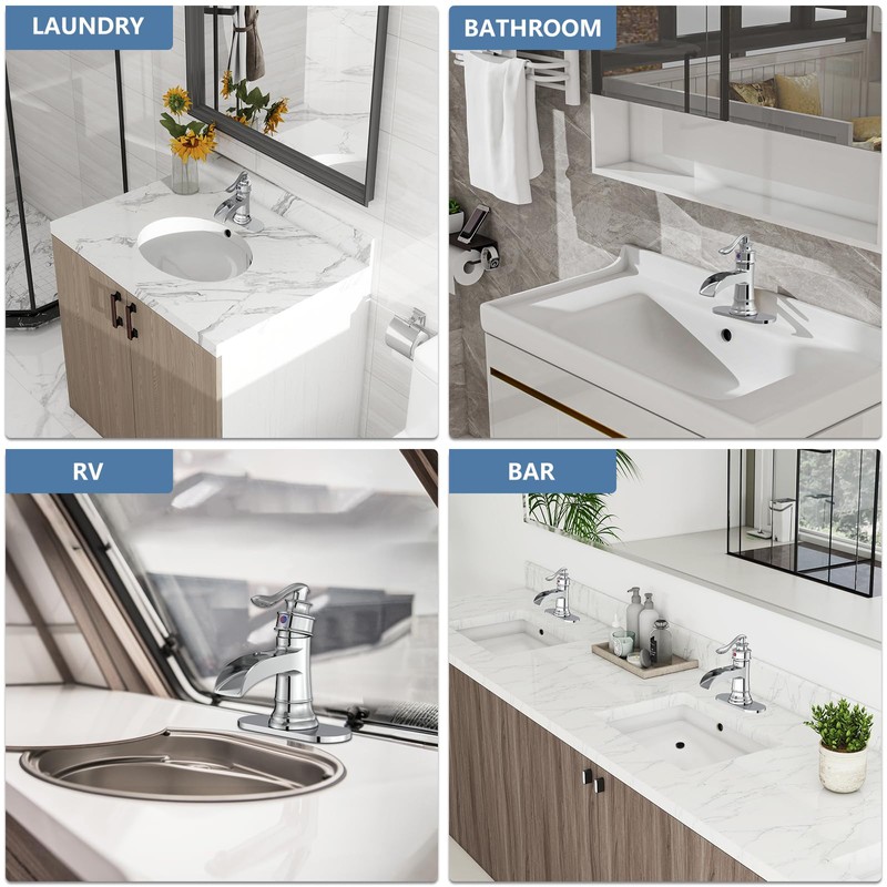 Homevacious Bathroom Faucet Waterfall Sink Faucets Bath Chrome Single Handle