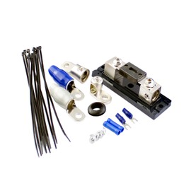 KIT 0 Gauge OFC Copper 4000 Watts Amplifier Installation Wiring Kit Car Amplifier Wiring Kit Type W Fuses Subwoofers Speakers AMP Dual Auxiliary Battery Isolator Chargers Cables Power & Ground Cable
