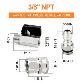 GASHER Washer High Pressure Ball Valve Kit, 3/8" Quick Connect Ball Valve for Power Washer Hose