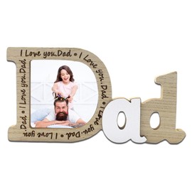 TRACOMPAN Dad Birthday Gift - Fathers Day Photoframe Gift from Daughter/Son, Wood Gifts for Dad from Daughter/Son, Durable Framed Keepsakes Presents Memorial Christmas Gifts