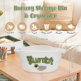 Teeloray Mallard Duck Woven Cotton Rope Basket for Boys and Girls, Cute Nursery Storage Basket with Handle for Toys Blanket, Duck Hunting Nursery Decor Gender Neutral Baby Baskets for Baby Shower