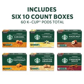 Starbucks K-Cup Coffee Pods, Flavored Hot or Iced Coffee, Variety Pack, 60 Keurig Pods