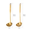 2 Pieces Gold Metal Soup Ladle Colander Set, Long Handle