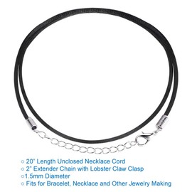 Selizo 50Pcs Necklace Cord Black Waxed Cotton Cord for Necklace Making and Bracelet Making